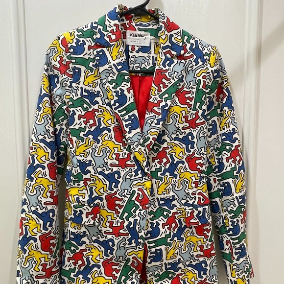 Keith Haring x Alice + Olivia Macey Printed Notch-Collar Blazer - Picture 1 of 3